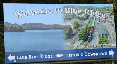 Visitors are greeted by a billboard showcasing Blue Ridge, with...