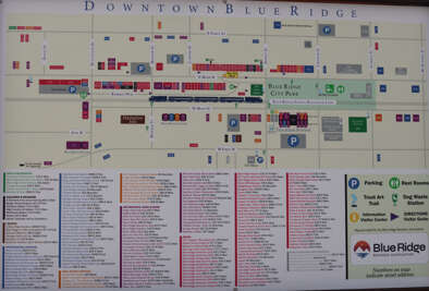 Vacationers can use this detailed map of Downtown Blue Ridge,...