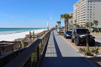 A wooden boardwalk on Scenic Gulf Dr. in Miramar Beach, FL...