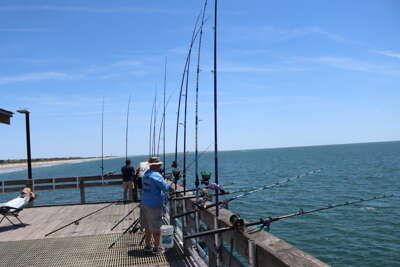 People are enjoying a leisurely fishing experience on Oak...