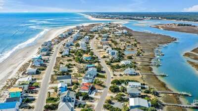 Oak Island Aerial View of Vacation Rentals, Beaches, Ocean, and...