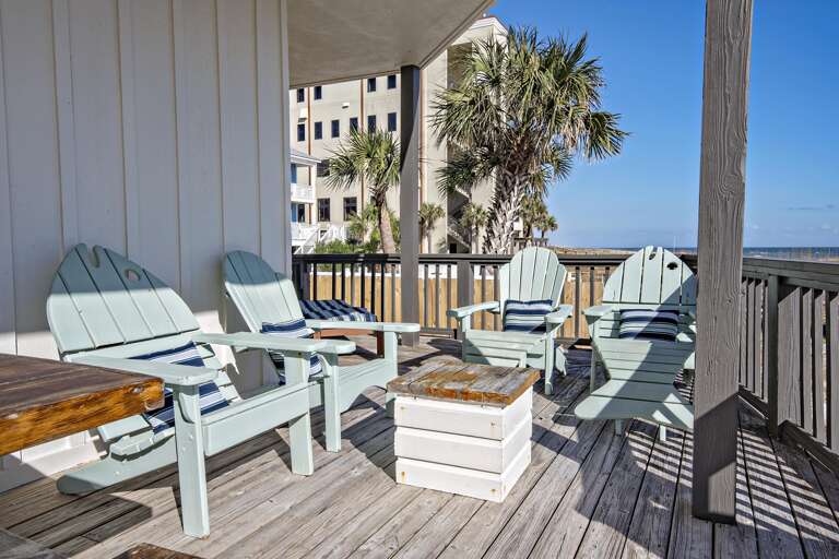 Gulf Front porch on mail level off den.