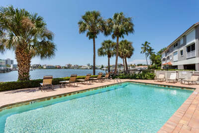 Saltwater pool with canal views