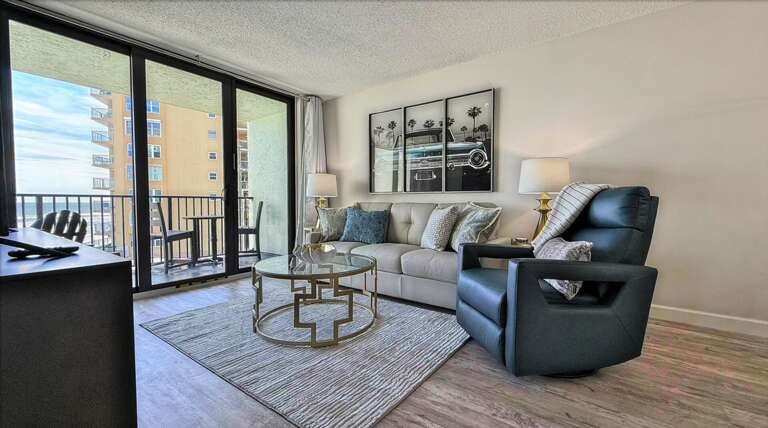 Ocean Trillium 303 (OT303) - New Smyrna Beach - Queen Sleeper Leather Sofa - Large Smart TV with Roku - BarcaLounger Recliner - Atlantic Ocean Water Front Views