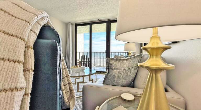 Ocean Trillium 303 (OT303) - New Smyrna Beach - Queen Sleeper Leather Sofa - Large Smart TV with Roku - BarcaLounger Recliner - Atlantic Ocean Water Front Views