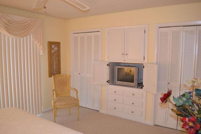 Unwind in your peaceful bedroom retreat, complete with ample storage and entertainment to make your stay feel like home.