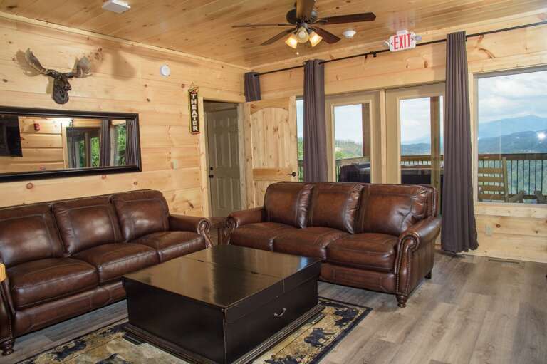 Bottom Level Sitting area with View of Gatlinburg