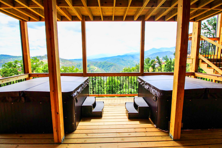 Outdoor Hot Tubs on lower level of Mansion in the Sky