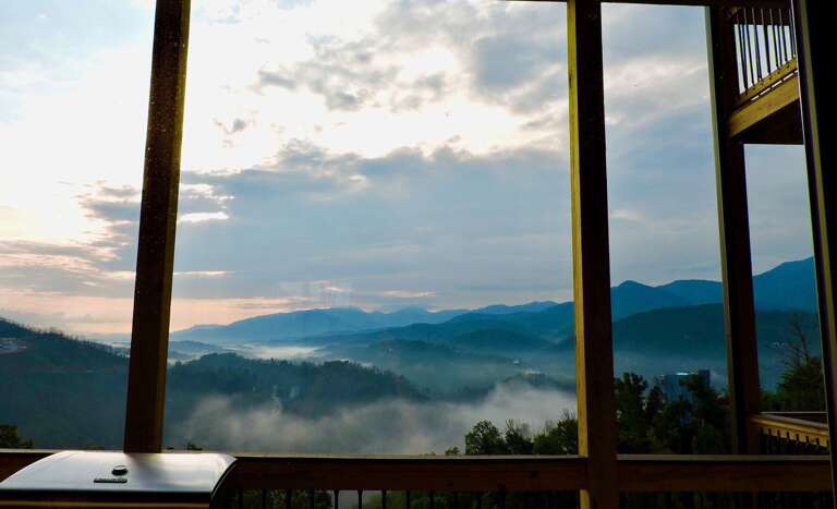 Sunrise views of Gatlinburg Wilderness from Lower Deck