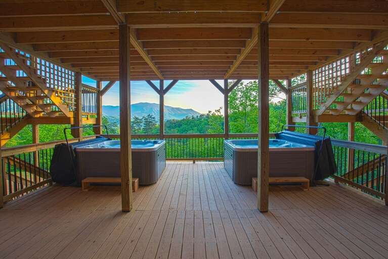 Enjoy Two Hot Tubs at Gatlinburg Vacation Rental.
