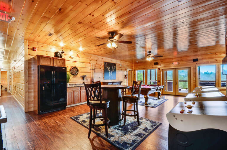 Table upstairs in the game room.