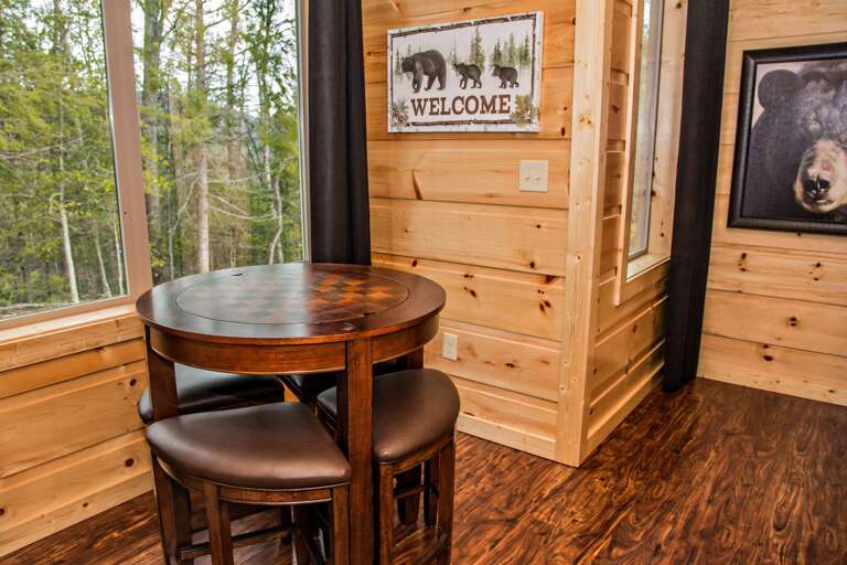 Chess Table with Benches by the Window.