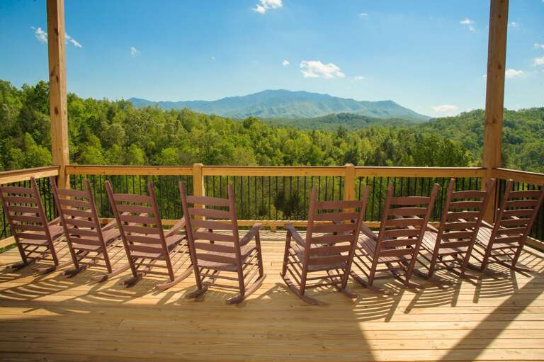 Enjoy Mountain Views From Rocking Chairs on Deck. Enjoy Mountain Views From Rocking Chairs on Deck.