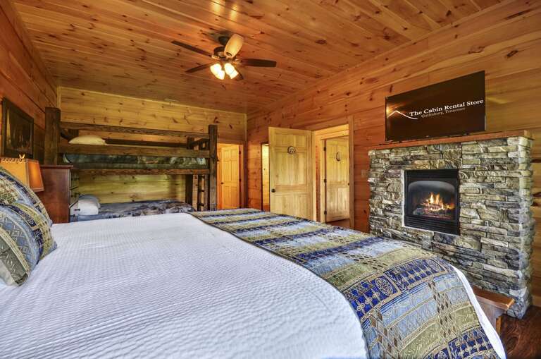 Guests Can Enjoy a Fire While Relaxing in Bed. Guests Can Enjoy a Fire While Relaxing in Bed.