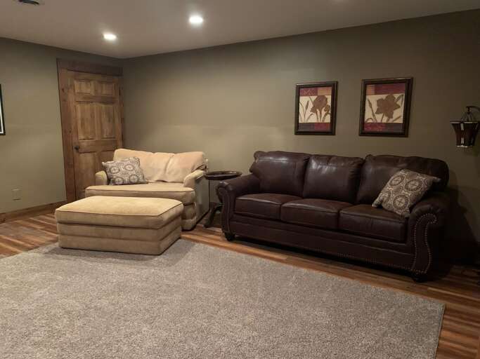 Basement area  - sleeper sofa and Extra hang out area