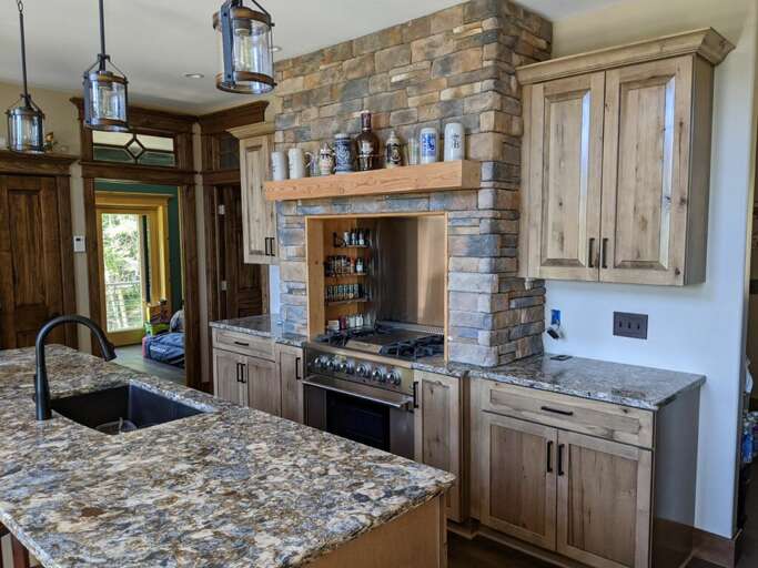 Kitchen has commercial grade stove Kitchen has commercial grade stove