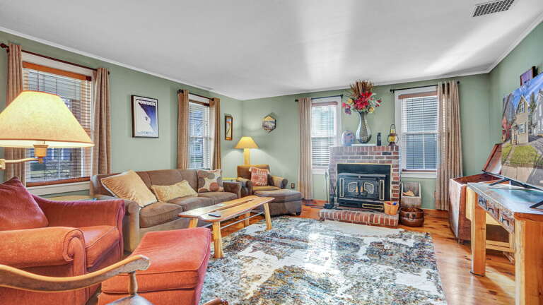 living room with real fireplace. living room with real fireplace.