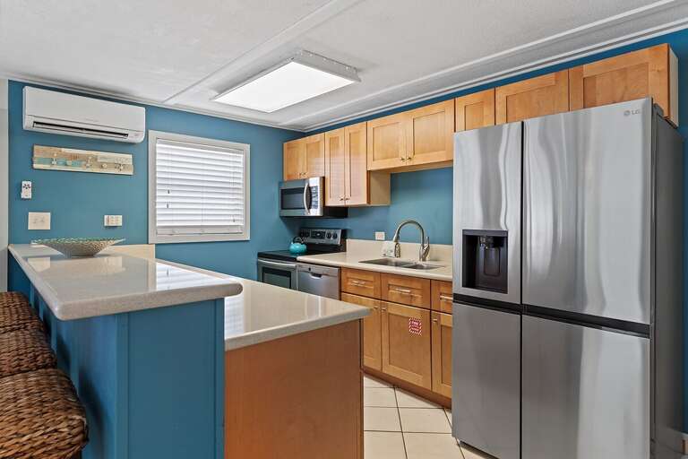 Prep and eat in comfort with AC at your kitchen counter with bar stools.