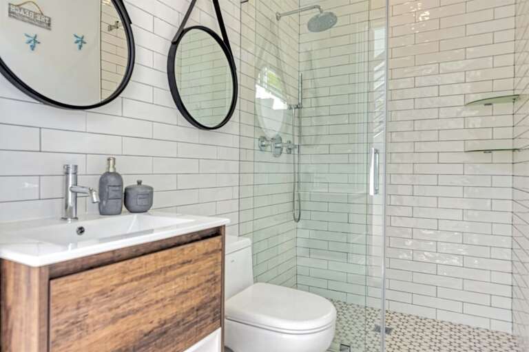 Lower level pool bathroom.