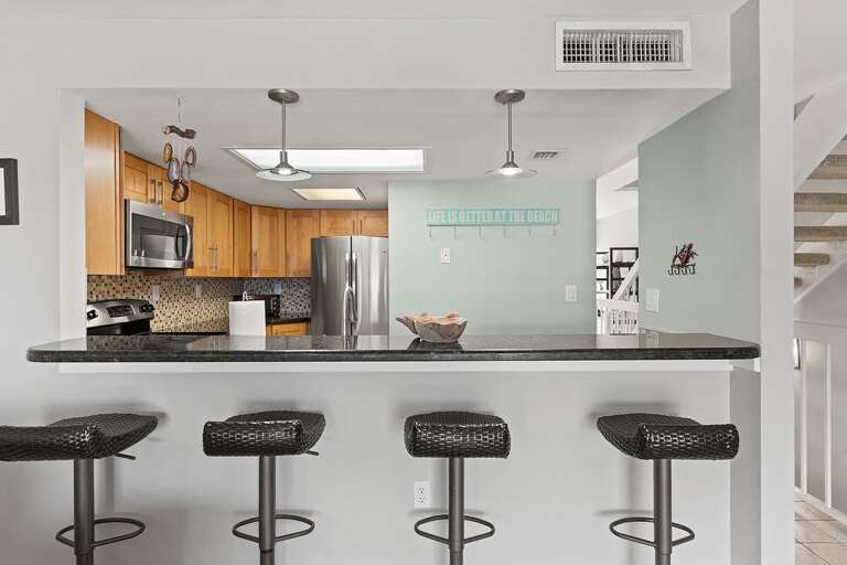 Bar stools for more seating.