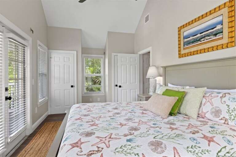 2nd level bedroom 2 with king bed & smart TV.