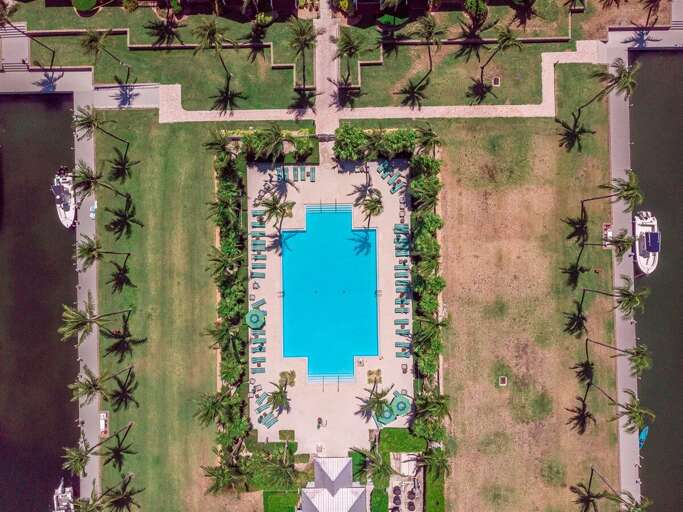 Aerial views of the Indigo Reef community.