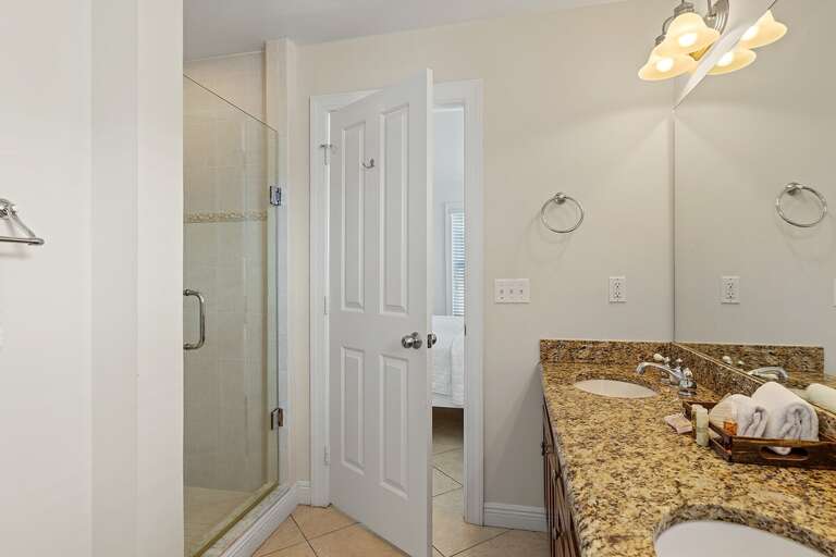 Your en-suite full bathroom for the master suite. Complete with a bath tub, double sink and large mirrors.