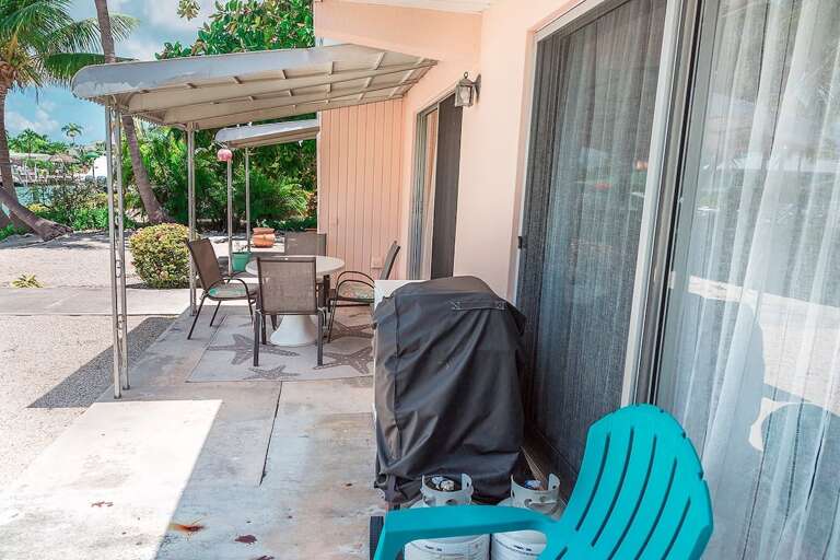 Outside dining area. Outside dining area.