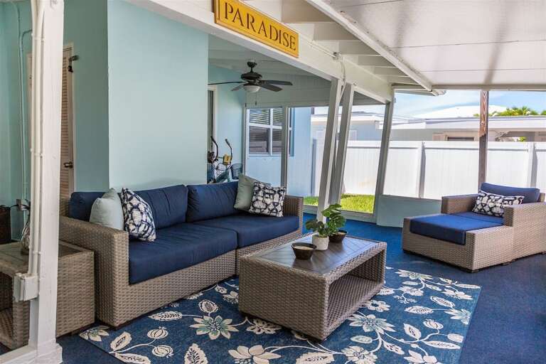 Outdoor space with lots of seating.