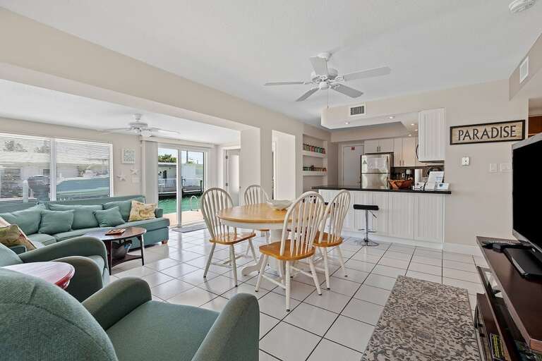 Open concept kitchen, living, and dining rooms great for entertaining.