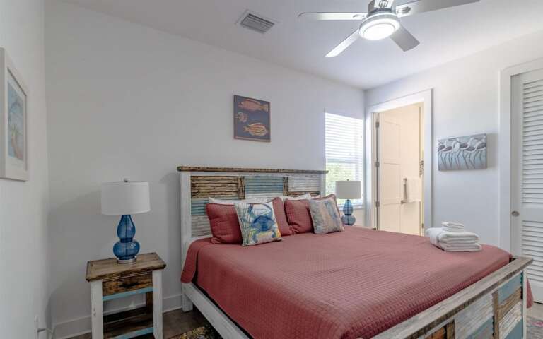 Queen bedroom with ensuite bath and smart TV on the 2nd level.