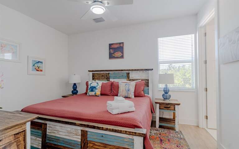 Queen bedroom with ensuite bath and smart TV on the 2nd level.