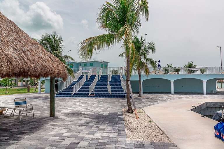Raised pool overlooking the ocean.