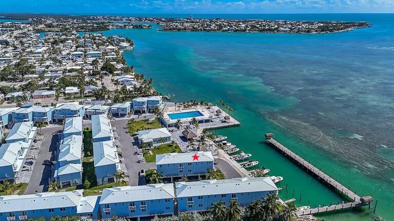 Aerial picture. The home is starred.