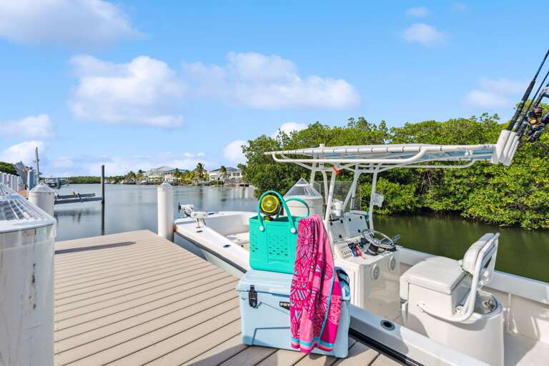 Waterfront rental home with boat dock access in the Florida Keys. Waterfront rental home with boat dock access in the Florida Keys.