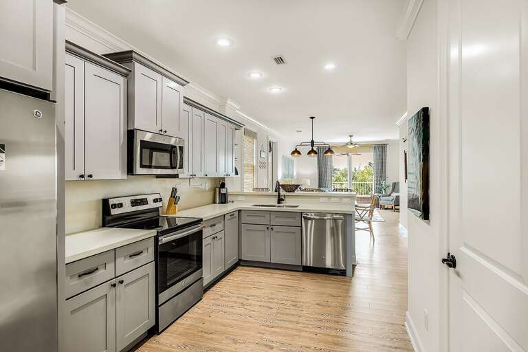 Modern comforts: Fully equipped kitchen for culinary adventures.