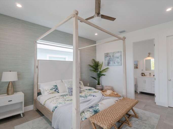 Master suite #2 on the 2nd level with a king memory foam bed soft, but firm.