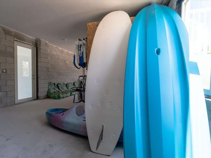 Storage area for pool/beach items.