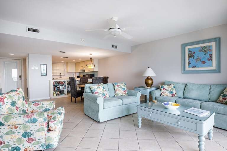 The living area flooded by natural light.