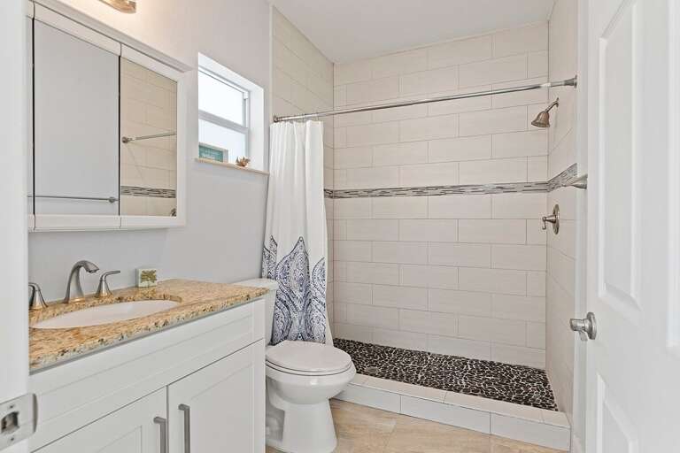 2nd level master bathroom with a beautiful walk-in shower.
