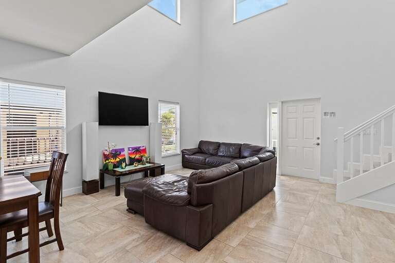 Luxurious leather sofa with plenty of seating.