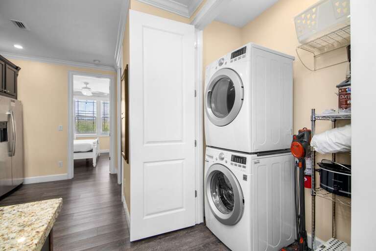 Pack lighter with a convenient stacked washer and dryer available inside this Sombrero Beach Road vacation home.