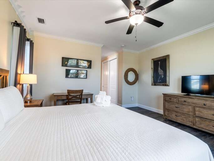 The master suite on the 3rd level with a king bed and ensuite bathroom. The master suite on the 3rd level with a king bed and ensuite bathroom.