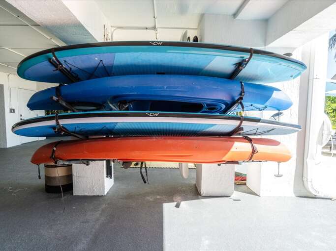 Paddle board and single kayaks.