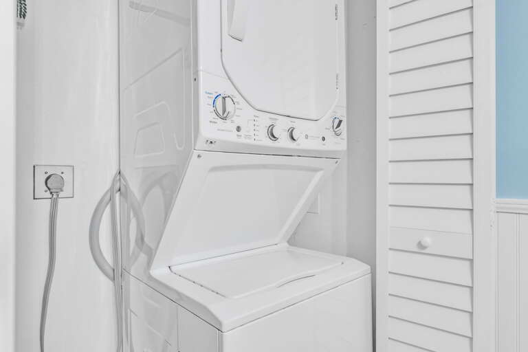 Convenient in-unit washer and dryer provide guests with the ability to refresh clothes anytime during their stay at this luxury Florida Keys vacation home in Marathon.