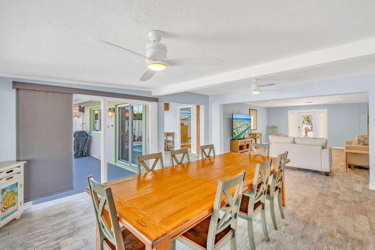 Open floor plan living space with Gulf views and direct pool access in Key Colony Beach Florida Keys vacation home Open floor plan living space with Gulf views and direct pool access in Key Colony Beach Florida Keys vacation home