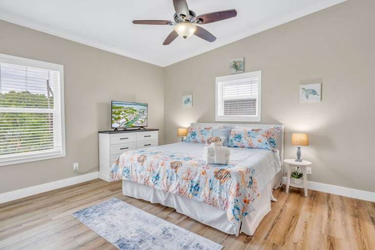 Comfort and privacy meet waterfront living in this beautifully furnished master suite.