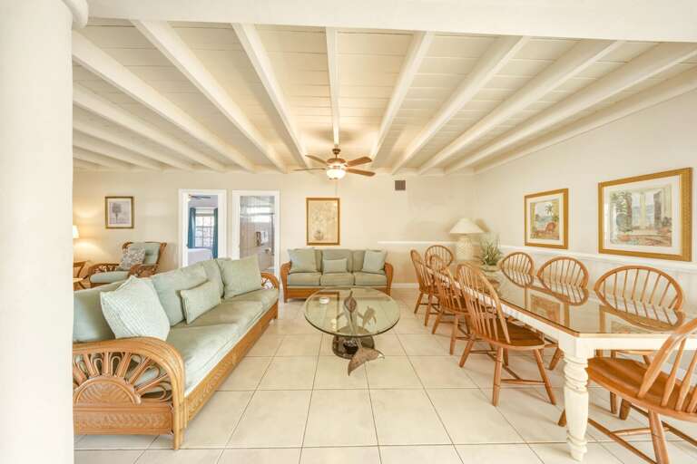 Comfortable dining space in a Marathon Florida Keys canal-front vacation rental perfect for family meals after days spent boating and relaxing by the pool.