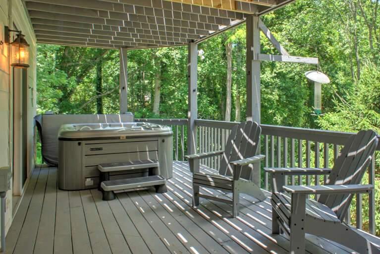 Covered Lower Deck with Hot Tub