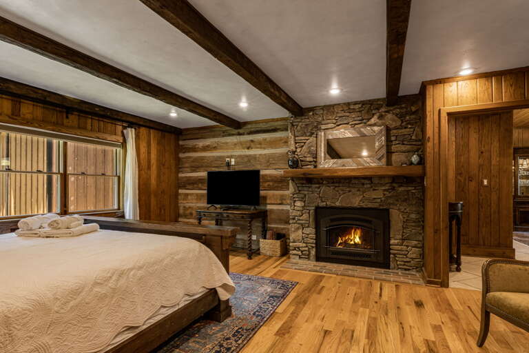 Main Suite/Bedroom Two - King Bed w/ Smart TV and Gas Fireplace